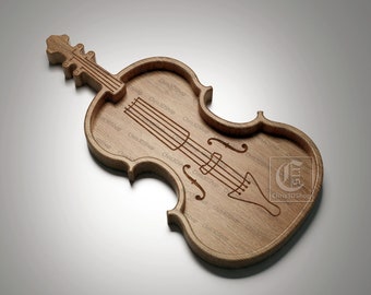 Violin Shaped Tray - 3D STL file and vector files (Svg, Dxf,Eps, Pdf, Ai) for CNC and 3d Printers