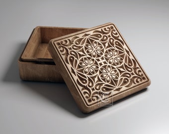 Square V-Carved Jewelry Box 2 - Files for CNC