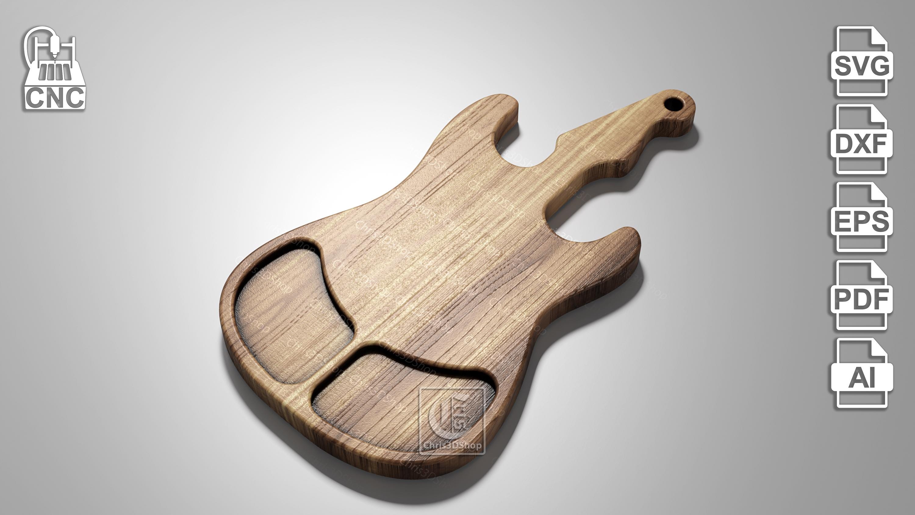 Guitar Cutting Board V2 - Digital Files for CNC Router (svg, dxf, eps, ai, pdf)