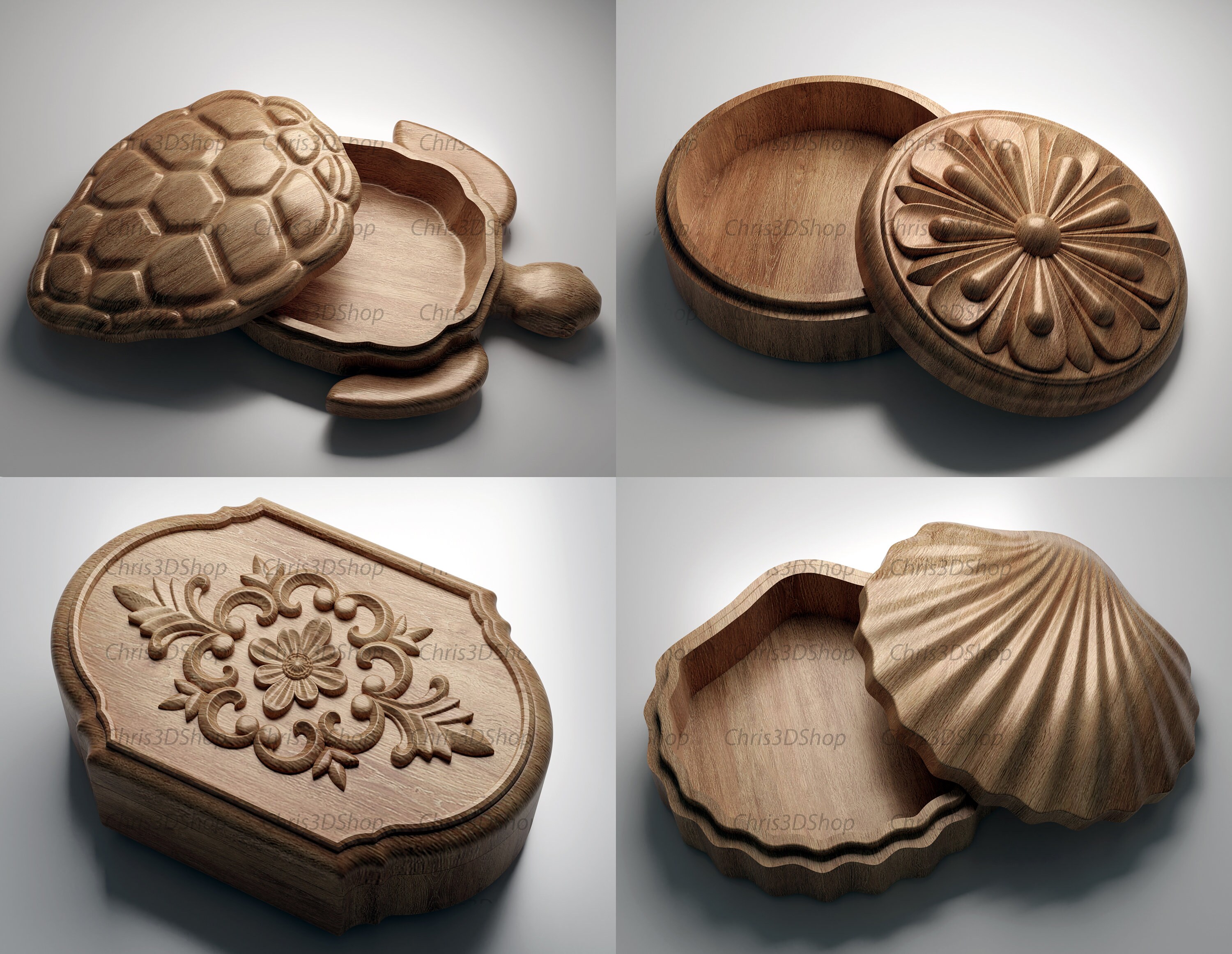 Jewelry Boxes Pack 3 - Files for CNC and 3D Printer