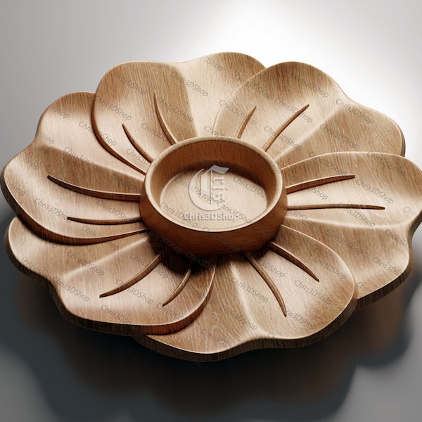 Flower Shaped Tray V2 - 3D STL Files For CNC and 3D Printer