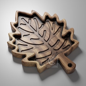 Leaf Tray 5 - Digital Files for CNC Router (svg, dxf, eps, ai, pdf)