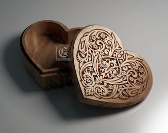 Heart Shaped V-Carved Jewelry Box - CNC Files (svg, dxf, eps, ai, pdf, STL)