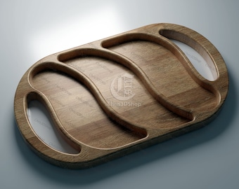 Bandeja de servicio ovalada 3 - Archivos STL 3D y archivos vectoriales (Dxf, Svg, Eps, Pdf, Ai) para CNC