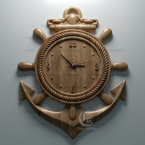 Anchor Wall Clock - 3D STL file for CNC