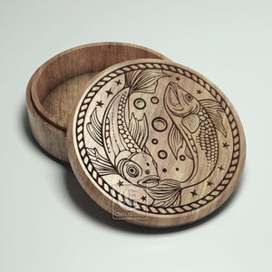 Pisces - V-Carved Jewelry Box - Digital Files for CNC Router