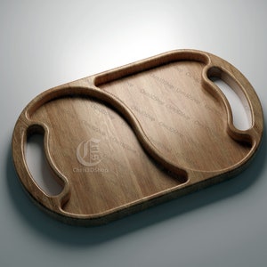 Oval Serving Tray 2-  Files for CNC (Svg, Dxf, Eps, Pdf, Ai, STL)
