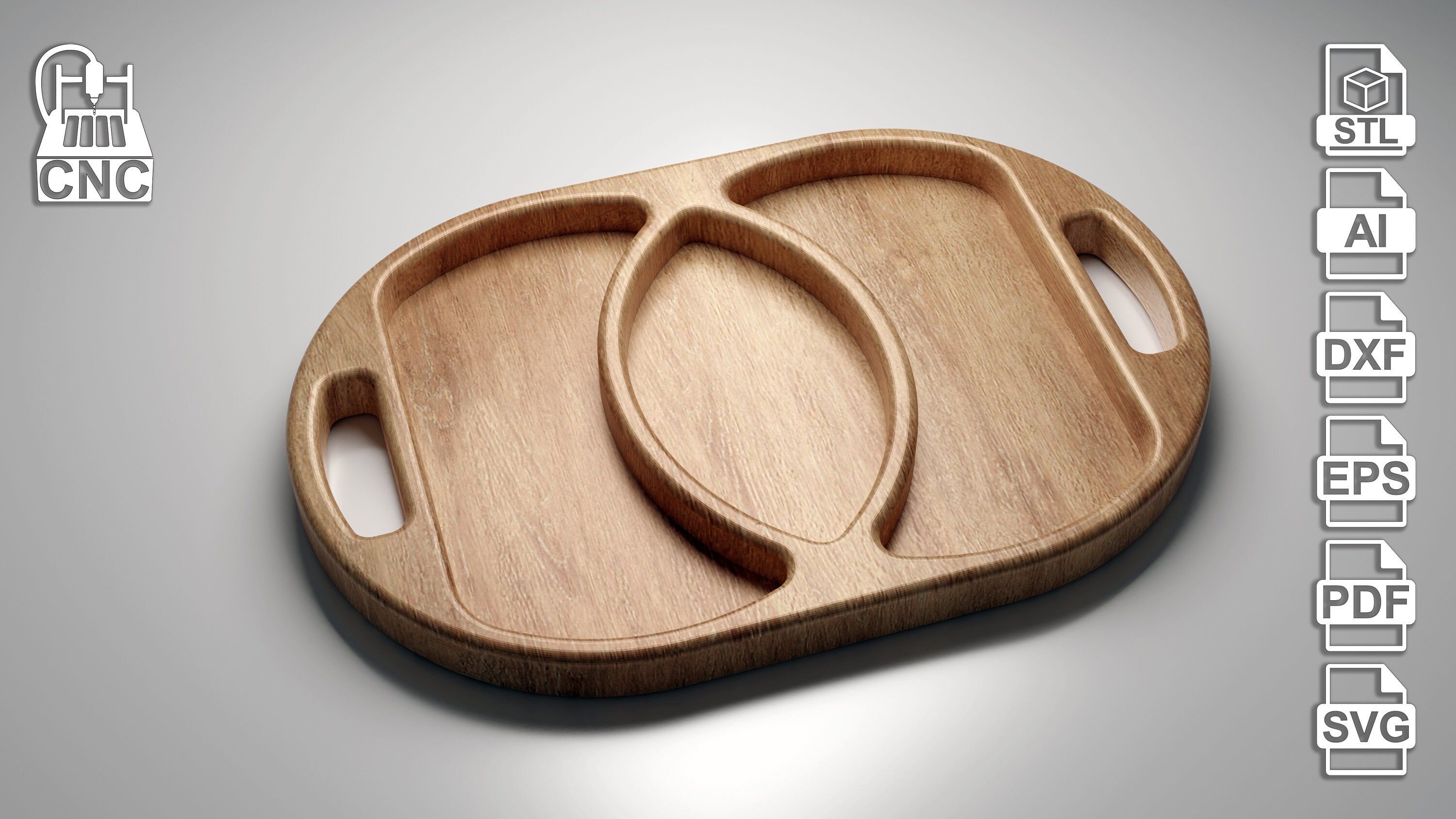 Oval Serving Tray 3D STL File and Vector Files dxf Svg Etsy