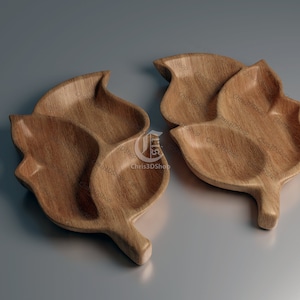 Mirrored Leaf Shaped Trays - 3D STL Model for CNC