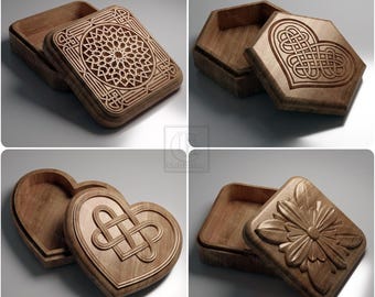 Jewelry Boxes Pack V2- Files for CNC and 3D Printer