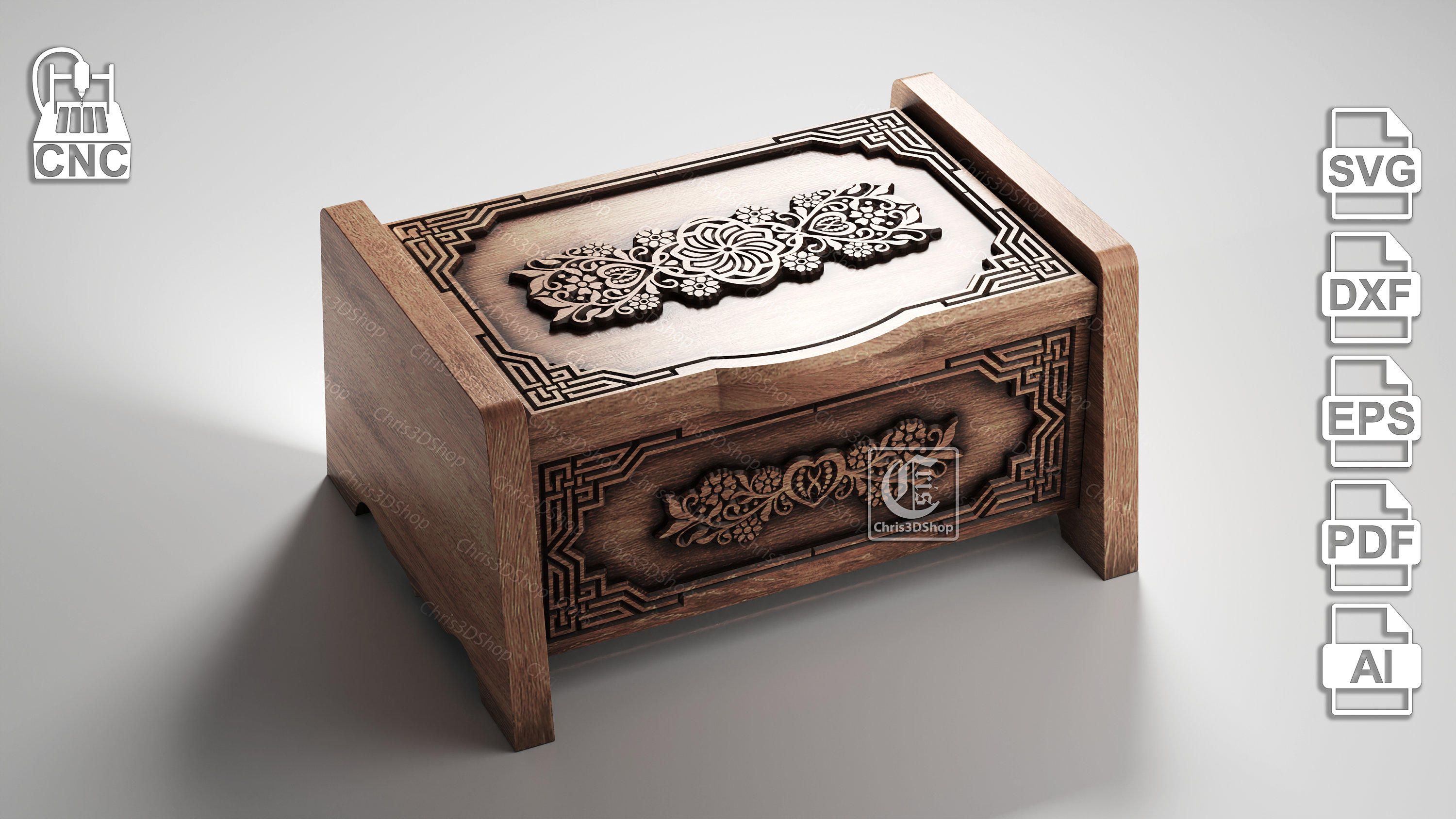 Wooden Box 3 - Files for CNC (svg, Dxf, Eps, Ai, Pdf) - Etsy