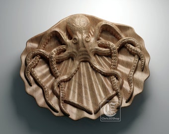 Pulpo en Bandeja Shell - Modelo STL para CNC