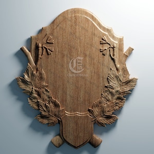 Trophäe Plakette 5 (Ahornblätter) - 3D STL Dateien für CNC