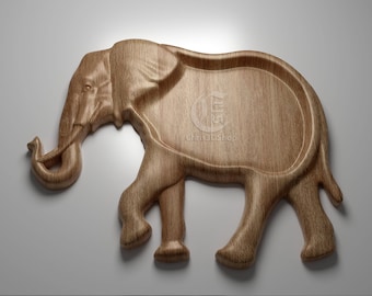 Elephant Tray - 3D STL Model For CNC and 3D Printers