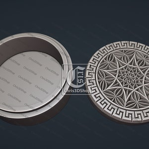 V-Carved Round Jewelry Box Files for CNC and 3D Printer Svg, Dxf, Eps, Ai, Pdf, STL image 2