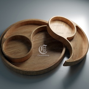 Yin Yang Puzzle Tray - 3D STL file and vector files - Dxf, Svg, Eps, Pdf, Ai for CNC and 3d Printers
