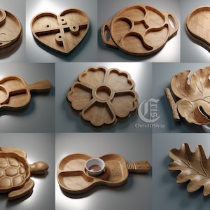 10 Trays Pack V2- Files For CNC (4 - STL, 6 - STL, Dxf, Svg, Eps, Pdf, Ai)