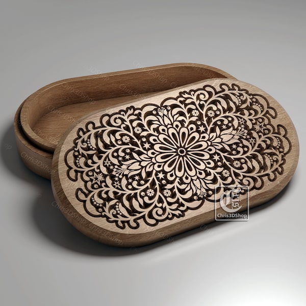 Oval V-Carved Jewelry Box - CNC Files