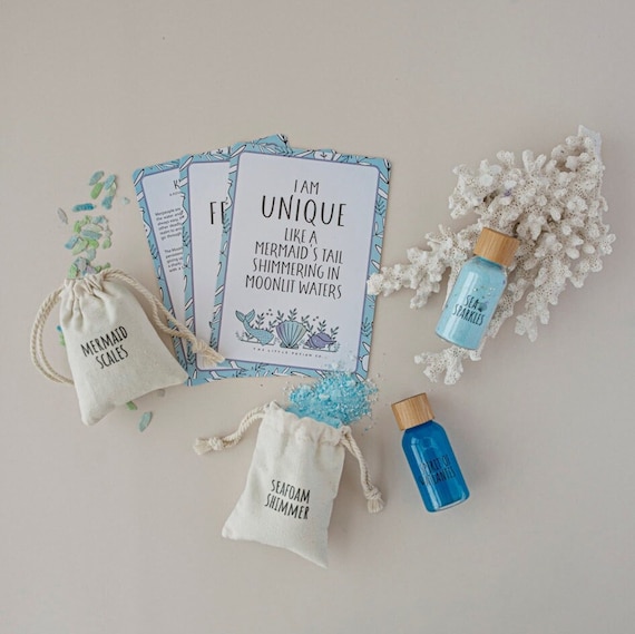 Moonlight Waters MINDFUL Magic - Potion Kit for kids with affirmations- Nature based and Non Toxic ingredients - Mermaids - Bio Glitter