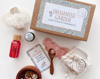 Jardín Encantado Mini Magic - Kit de Pociones para niños con afirmación - Soy Creativo - Pociones de Hadas - No tóxico y con Purpurina Bio