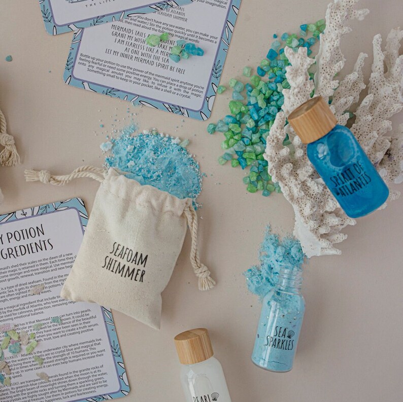 Moonlight Waters MINDFUL Magic - Potion Kit for kids with affirmations- Nature based and Non Toxic ingredients - Mermaids - Bio Glitter image 6