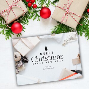 Merry Christmas Greeting Card Merry Christmas and Happy New Year Greetings Card, Christmas Card Printable, Instant Download,Editable