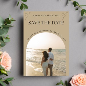 Modèle de carte Save the Date élégant, Save The Date minimaliste, Boho Save The Date Téléchargement numérique, Modèle Save The Date moderne | Modifiable