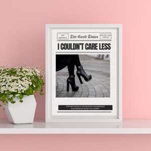 Zitat Wandkunst, High Heels druckbare Kunstwerk, Ich könnte mich nicht weniger kümmern, positive Kunst ästhetisches Raumdekor, herunterladbarer Druck
