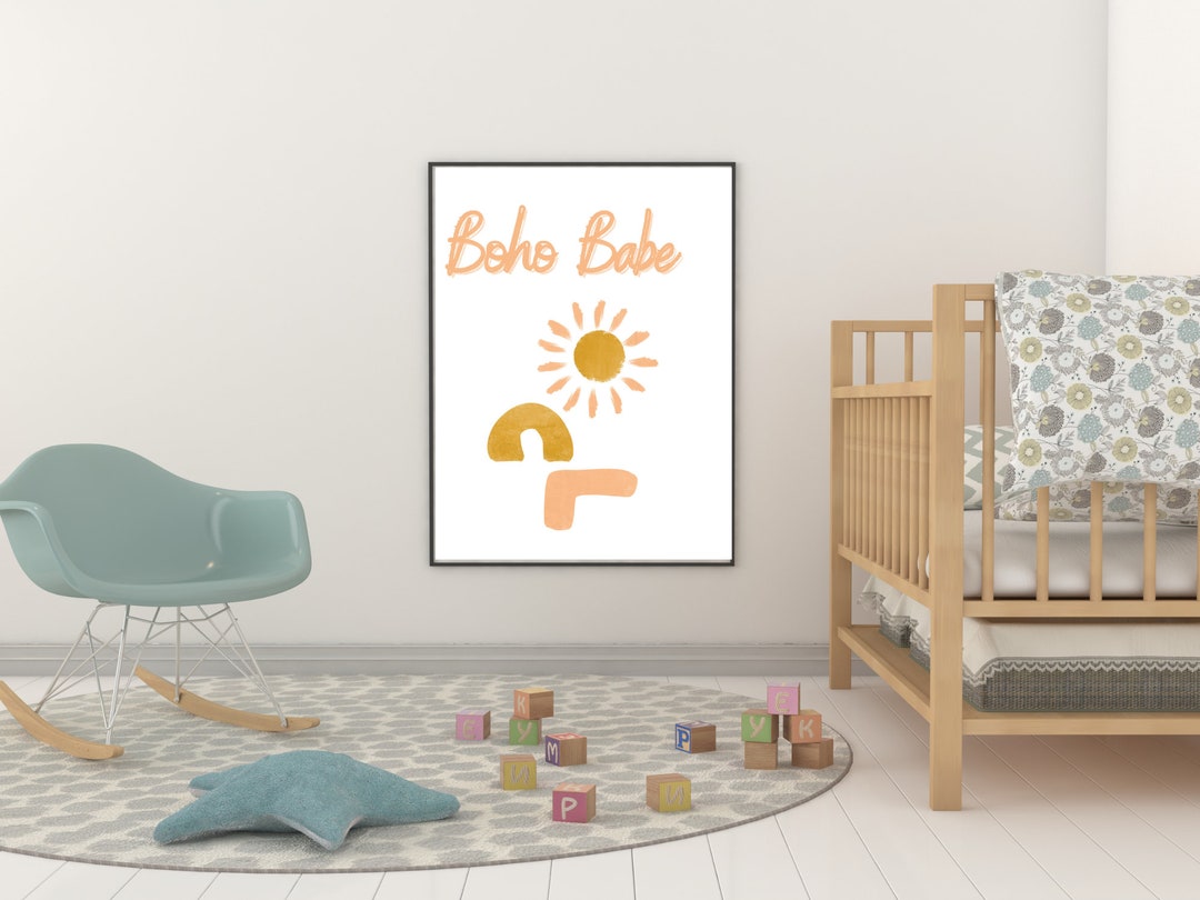 Boho Babe Kids Wall Art | Customizable Nursery Decor (digital Download ...
