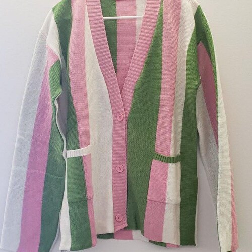 Pink & Green Cardigan Etsy