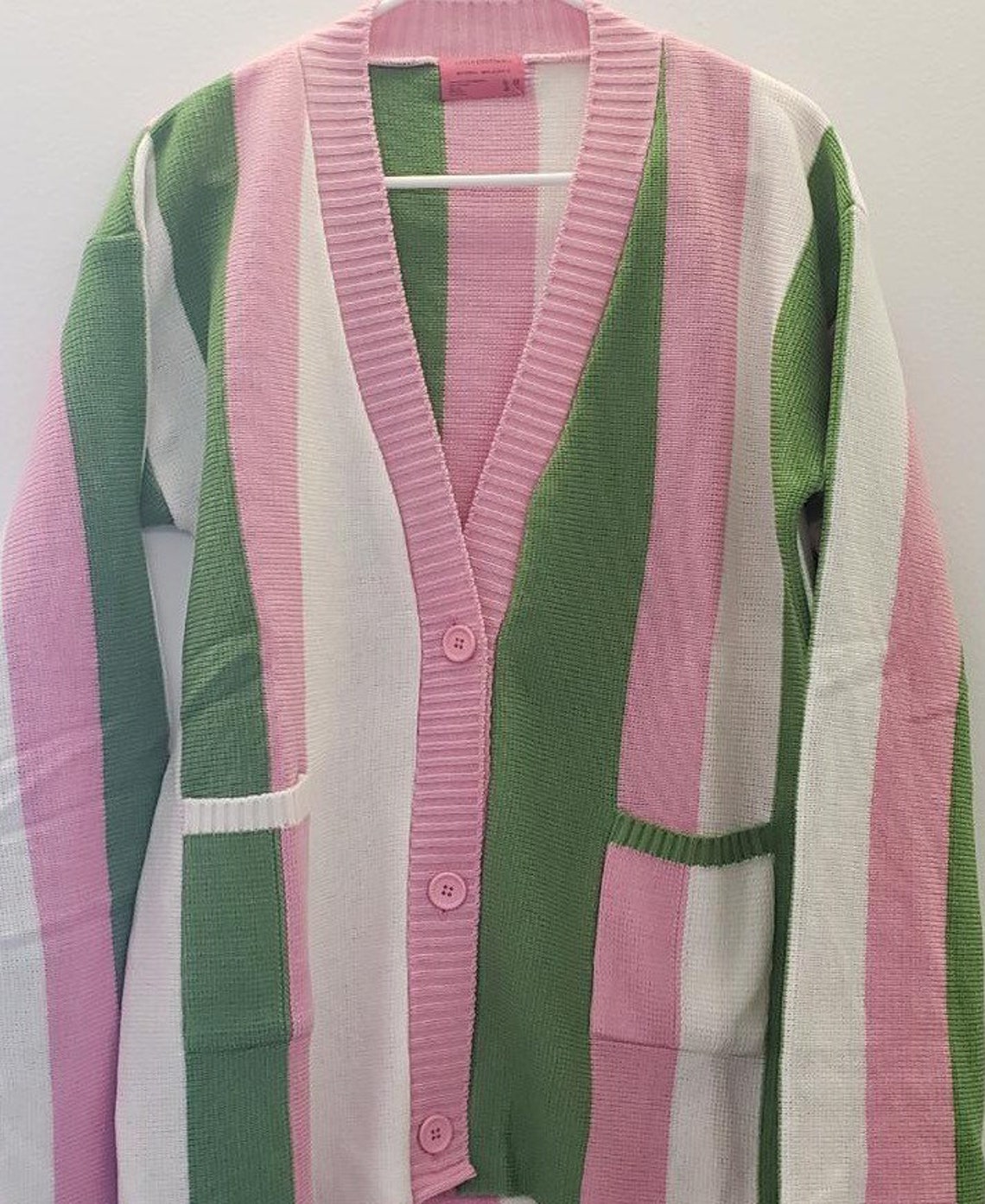 Pink & Green Cardigan Etsy