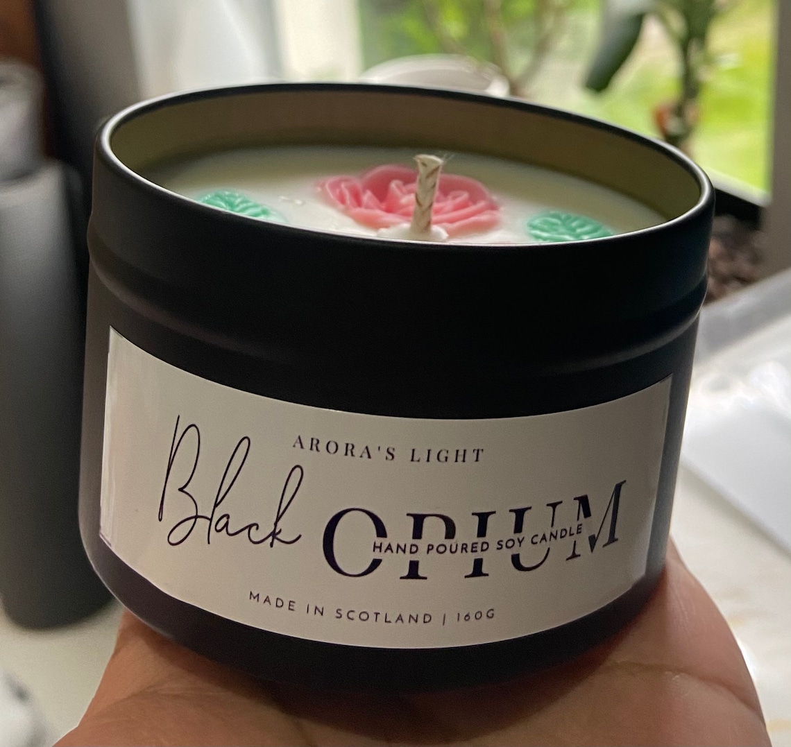 Black Tin Scented Soy Candle Etsy