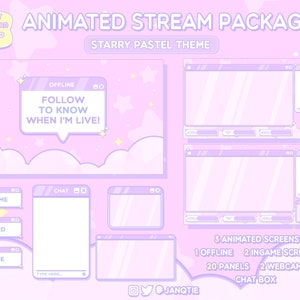 Animated Pastel Purple Star Stream Package: Twitch, YouTube (Digital Download)