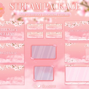 Pastel Pink Cherry Blossom Stream Package | Sakura Flower Twitch Package | Cute Aesthetic | Offline Overlay | Twitch Panels | Webcam