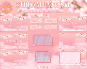 Pink Cherry Blossom Twitch Stream Package | Sakura (Digital Download)