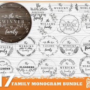 Family Name Monogram SVG as Family Sign or Wedding Monogram for Farmhouse decor SVG, Cut File, Cricut