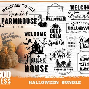 Halloween Bundle SVG for Farmhouse Halloween decor or shirt, with Spooky Halloween vibes, Cut File, Cricut