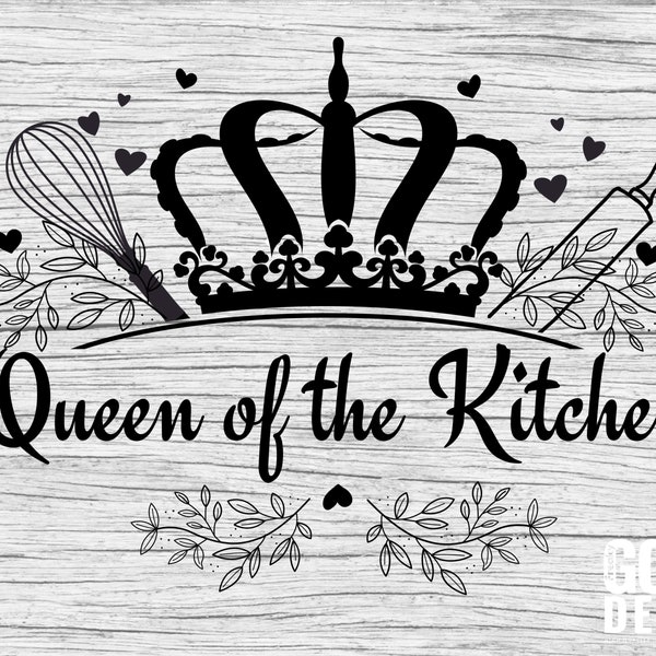 Queen of the Kitchen SVG for Mom's Kitchen Apron or Cooking Chef, Cut File, Cricut