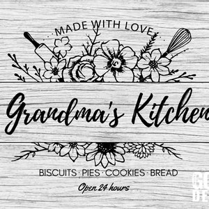 Grandma&#39;s Kitchen Sign SVG for Queen of the Kitchen or Cooking Mom as Chef Apron or Kitchen quote decor SVG, Mom&#39;s Kitchen, Cut File, Cricut