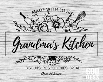 Grandma's Kitchen Sign SVG for Queen of the Kitchen or Cooking Mom as Chef Apron or Kitchen quote decor SVG, Mom's Kitchen, Cut File, Cricut