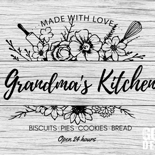 Grandma's Kitchen Sign SVG for Queen of the Kitchen or Cooking Mom as Chef Apron or Kitchen quote decor SVG, Mom's Kitchen, Cut File, Cricut