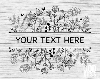 Floral frame SVG,  floral monogram, Floral border, Split monogram for wedding, kitchen or home decor, Cut File, Cricut