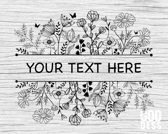 Floral frame SVG,  floral monogram, Floral border, Split monogram for wedding, kitchen or home decor, Cut File, Cricut