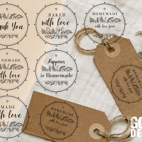 Handmade SVG for Gift Tag, Homemade Sticker or Label, Handmade with Love, Baked with love, bundle, Cut File, Cricut,