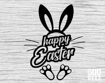 Happy Easter SVG, Cute Bunny Ears for Kids Easter or Egg Hunt Shirt, Hello Spring, Peeps, Vector, Cricut, Silhouette
