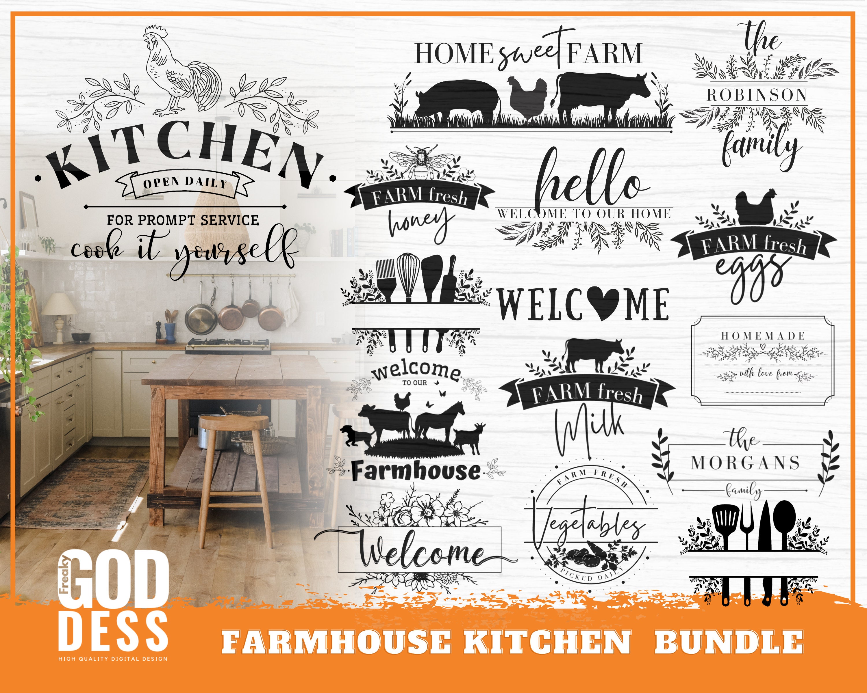 Farmhouse Kitchen SVG Bundle for Farm and Mom's Kitchen - Etsy UK