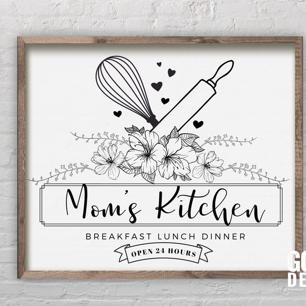 Mom's Kitchen SVG for Queen of the Kitchen or Cooking Mom as Apron for Chef or Kitchen quote decor SVG, Cut File, Cricut