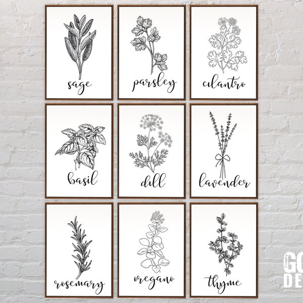 Herbs SVG for Mom's Kitchen or Farmhouse decor with Rosemary, Thyme, Leaves and Flowers, Gardening SVG, Cut File, Cricut