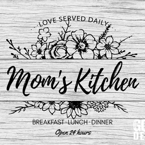 Mom's Kitchen SVG per Queen of the Kitchen o Cooking Mom come Chef Apron o Kitchen quote decor SVG, Cut File, Cricut