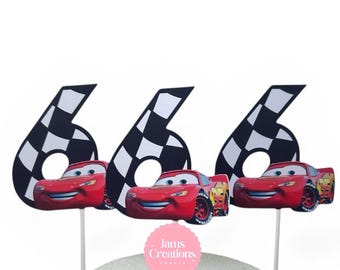 Lightning McQueen Cupcake Toppers | Cars Birthday Party (Set of 6)